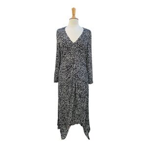 Rosetta Getty Asymmetric Twist Front Black & White Abstract Print Dress Size L